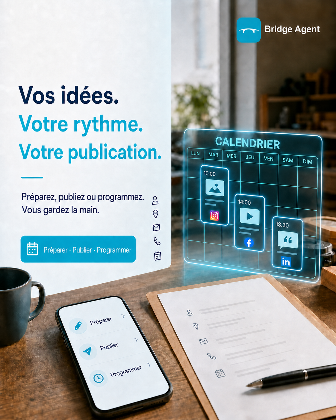 Publier sur les réseaux sociaux avec un agent IA, sans perdre la main
