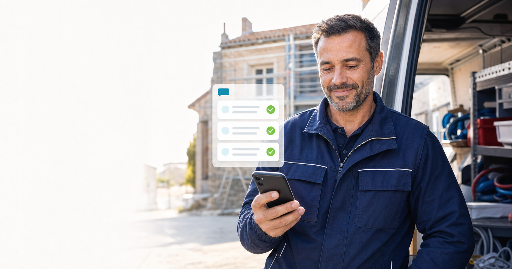 Professionnel utilisant Bridge Agent depuis son téléphone